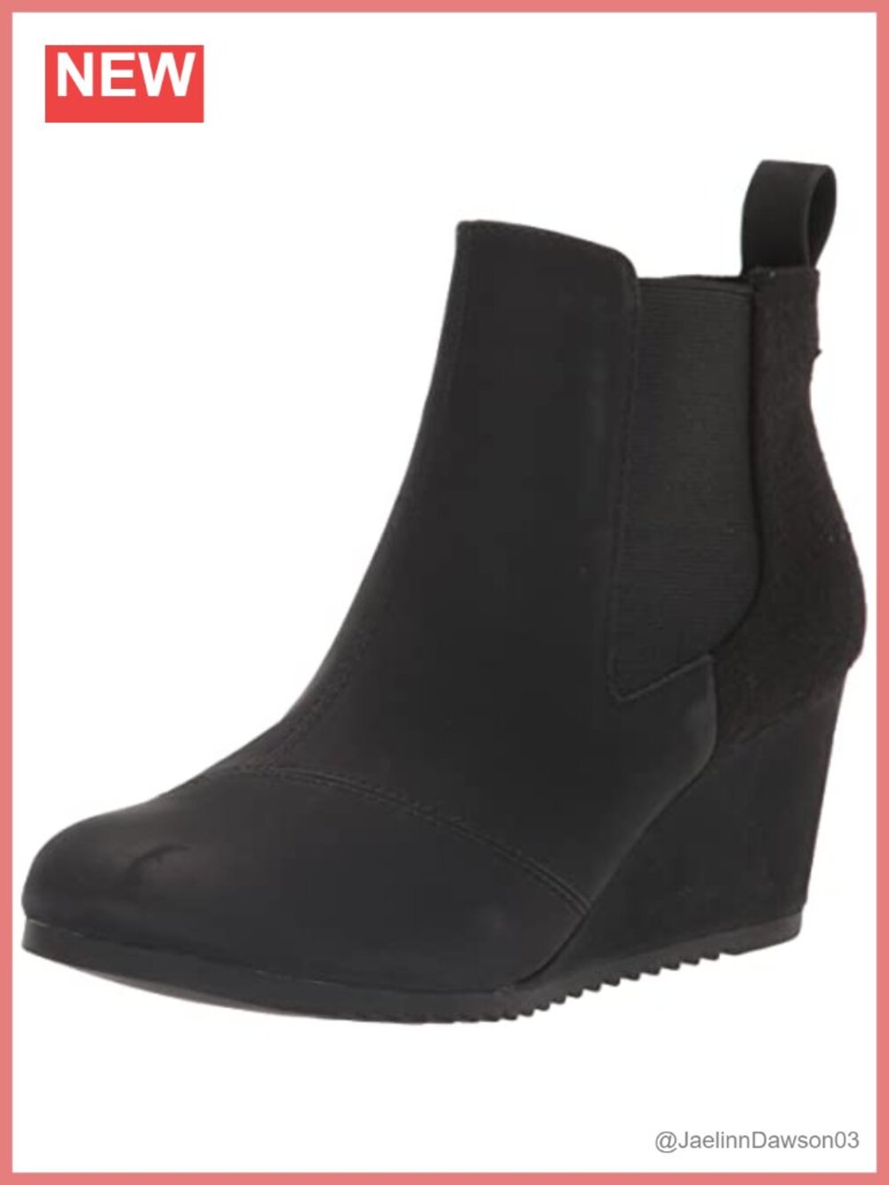 TOMS Bailey Ankle Boots Suede Faux Leather Wedge Memory Foam